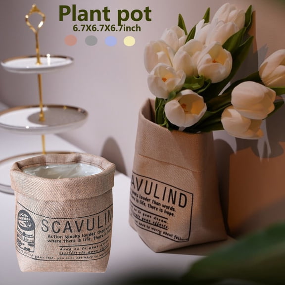 Cloth Plant Pot,Succulent Plant Pot,Action Spearkers Louder Than Works,Where There is Life,There is Hope