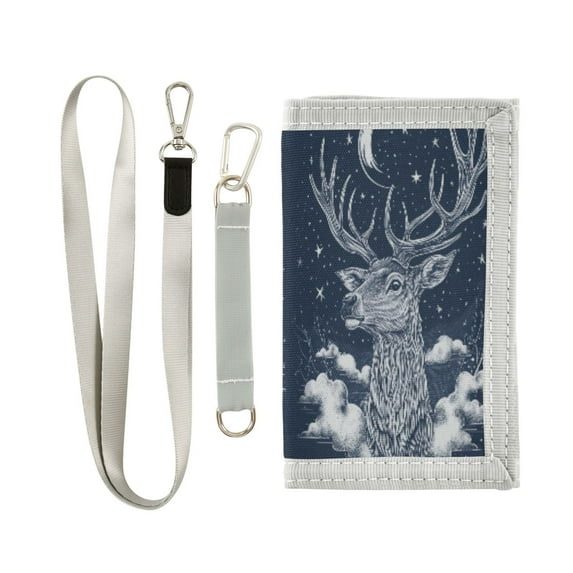 Cloth Purse Boys' Novelty Wallets Girls' Novelty Wallets Men's Wallets Women's Wallets Card Wallet Cash Wallet Student ID Bag Coin Wallet Beautiful Moon Deer