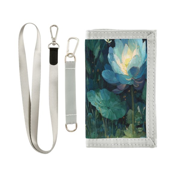 Cloth Purse Boys' Novelty Wallets Girls' Novelty Wallets Men's Wallets Women's Wallets Card Wallet Cash Wallet Student ID Bag Coin Wallet Blue Lotus Flower Float