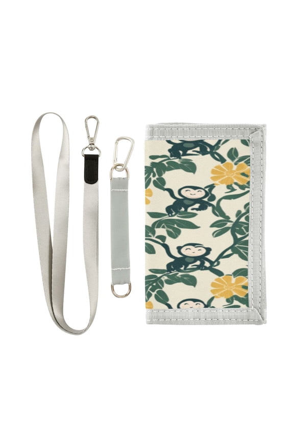 Cloth Purse Boys' Novelty Wallets Girls' Novelty Wallets Men's Wallets Women's Wallets Card Wallet Cash Wallet Student ID Bag Coin Wallet Cartoon Monkey and Green Leaves