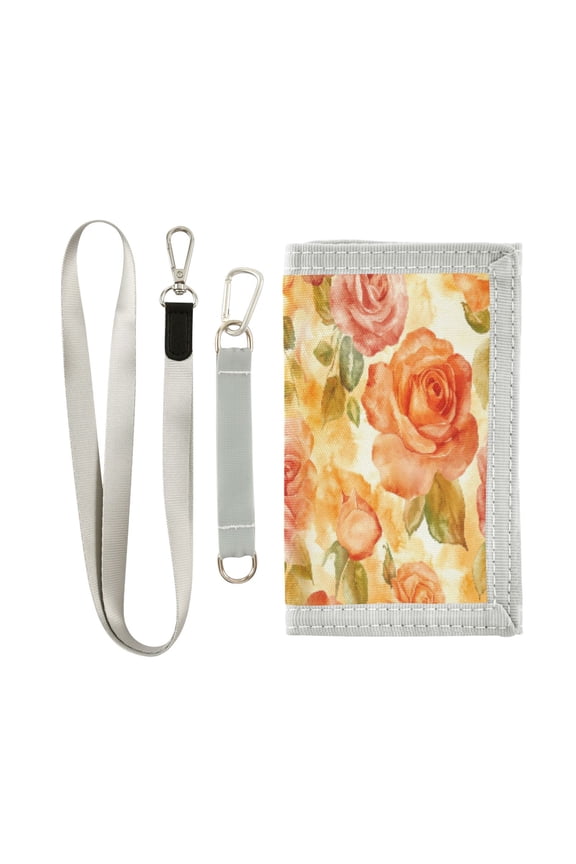 Cloth Purse Boys' Novelty Wallets Girls' Novelty Wallets Men's Wallets Women's Wallets Card Wallet Cash Wallet Student ID Bag Coin Wallet Cartoon Orange Roses Seamless