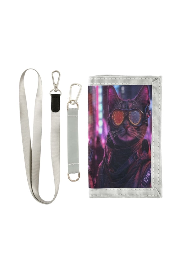 Cloth Purse Boys' Novelty Wallets Girls' Novelty Wallets Men's Wallets Women's Wallets Card Wallet Cash Wallet Student ID Bag Coin Wallet Cyberpunk Cool Cat