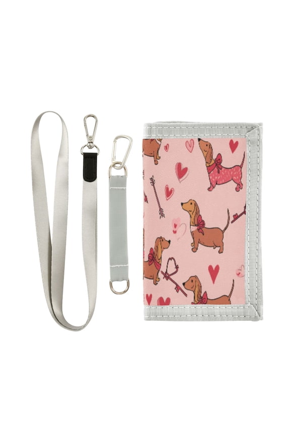 Cloth Purse Boys' Novelty Wallets Girls' Novelty Wallets Men's Wallets Women's Wallets Card Wallet Cash Wallet Student ID Bag Coin Wallet Pink Dachshund Hearts