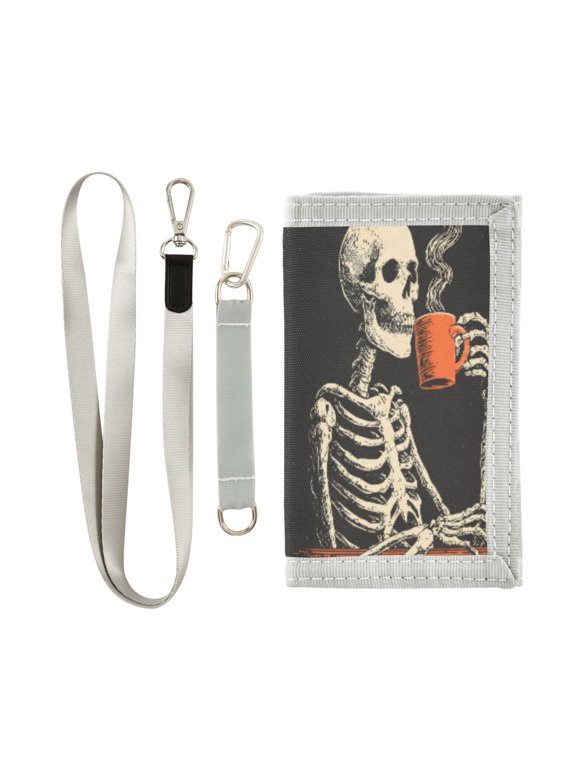 Cloth Purse Boys' Novelty Wallets Girls' Novelty Wallets Men's Wallets Women's Wallets Card Wallet Cash Wallet Student ID Bag Coin Wallet Skeleton Drinking Coffee