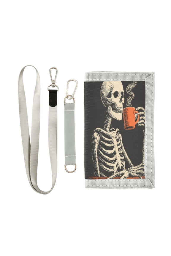 Cloth Purse Boys' Novelty Wallets Girls' Novelty Wallets Men's Wallets Women's Wallets Card Wallet Cash Wallet Student ID Bag Coin Wallet Skeleton Drinking Coffee