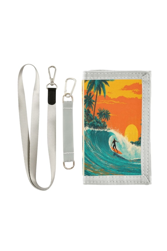 Cloth Purse Boys' Novelty Wallets Girls' Novelty Wallets Men's Wallets Women's Wallets Card Wallet Cash Wallet Student ID Bag Coin Wallet Surfers Ride Ocean Waves