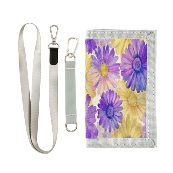 Cloth Purse Boys' Novelty Wallets Girls' Novelty Wallets Men's Wallets Women's Wallets Card Wallet Cash Wallet Student ID Bag Coin Wallet Vibrant Purple Daisy Pattern