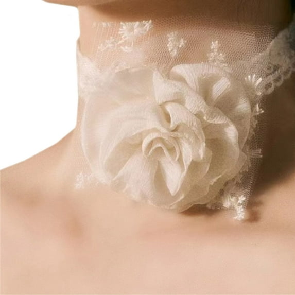 Cloth Rose Choker Necklace Cloth Rose Choker Cloth Rose Flower Lace ...