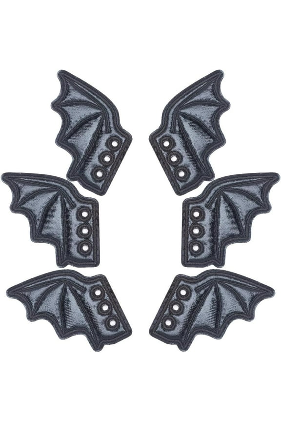 Cloth Shoe Charms Shoe Decoration Wing Black 7x7.5cm