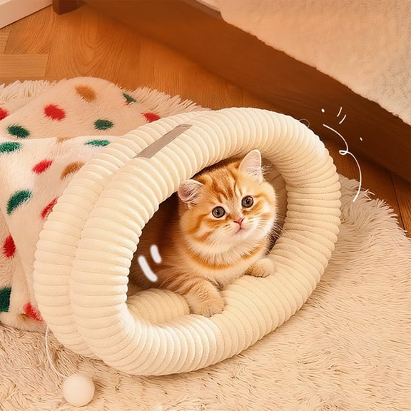 Cloth Sleeping Bag Foldable Cat House Sleeping Bag Winter Thick Closed Cat Bed for Cats Under 8kg 14.57x17.32" Multicolor Cloth(1Pcs) NCHKUN