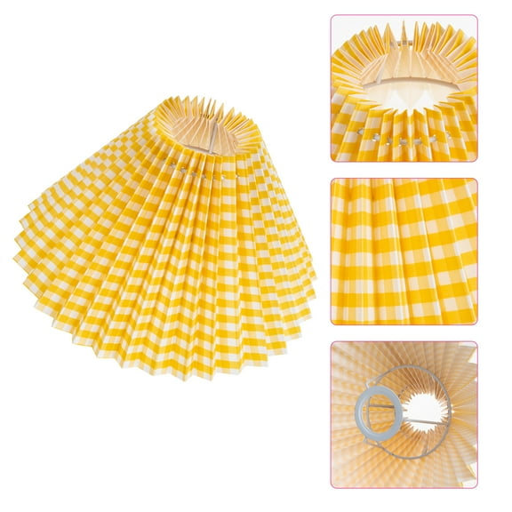 SEWCHICS Pleated Lamp Shade Small Round Yellow Iron Fabric 1Pack