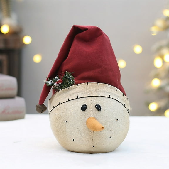 Cloth Snowman Doll Hat Desktop Ornament, Christmas Decoration with Branches Design, Multicolor Material for Home Decor, Festive Doll for Tree and Party Scene