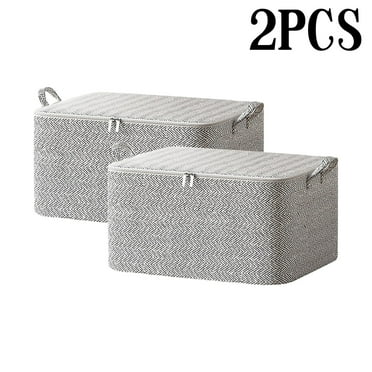 Cloth Storage Bags 17L Foldable with Zipper and Handle Closet Space Stackable Bins Containers Moving Boxes Organizer for Clothes Outdoor Bedding Blankets Pillows Quilt(2pcs)