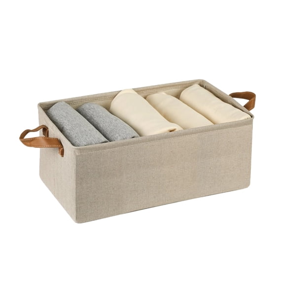 Cloth Storage Basket, Large Foldable Organizer Bin with Herringbone Pattern, Steel Frame, PP Hollow Board, Beige, Handled Design, for Clothes, Toys