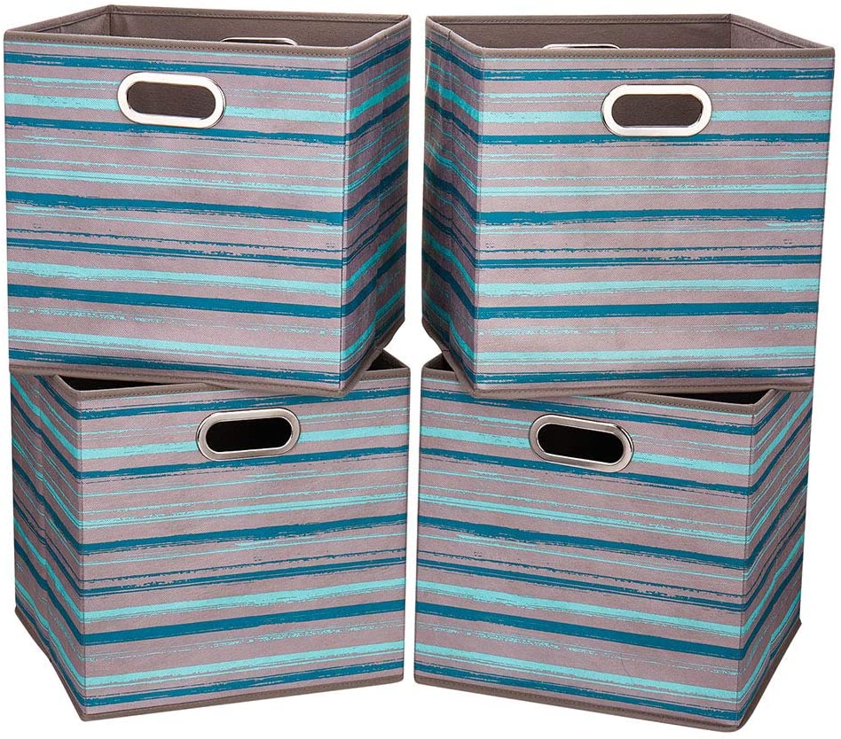 Cloth Storage Bins Set of 4 Thick Fabric Drawers Foldable Cubes Basket ...