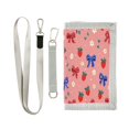 thumbnail image 1 of Cloth Wallet with Lanyard & Multiple Compartments Fashion Purse Zipper Clutch Bag for Cash Cards Coins Bows and Strawberries Pattern, 1 of 5