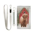 thumbnail image 1 of Cloth Wallet with Lanyard & Multiple Compartments Fashion Purse Zipper Clutch Bag for Cash Cards Coins Cute Highland Cow Pattern, 1 of 7
