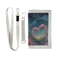 thumbnail image 1 of Cloth Wallet with Lanyard & Multiple Compartments Fashion Purse Zipper Clutch Bag for Cash Cards Coins Heart-shaped Garlands Float, 1 of 7
