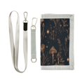 thumbnail image 1 of Cloth Wallet with Lanyard & Multiple Compartments Fashion Purse Zipper Clutch Bag for Cash Cards Coins Mushrooms and Plants Pattern, 1 of 7