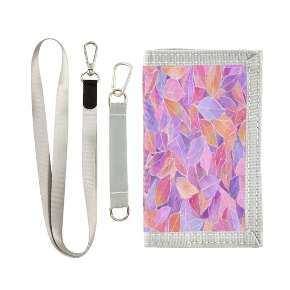 Cloth Wallet with Lanyard & Multiple Compartments Fashion Purse Zipper Clutch Bag for Cash Cards Coins Small Colors Shapes