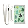 thumbnail image 1 of Cloth Wallet with Lanyard & Multiple Compartments Fashion Purse Zipper Clutch Bag for Cash Cards Coins Various Patterns Shamrocks, 1 of 7