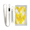 thumbnail image 1 of Cloth Wallet with Lanyard & Multiple Compartments Fashion Purse Zipper Clutch Bag for Cash Cards Coins Yellow and White Checkered Squares, 1 of 7