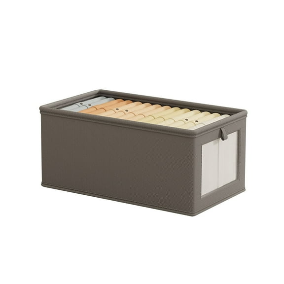 Cloth Window Storage Box With Lid 1PC Large Fabric Clothing Organizer 15.75x9.84x0.79in,Foldable Stackable Home Storage Container For Wardrobe Closet(Gray)