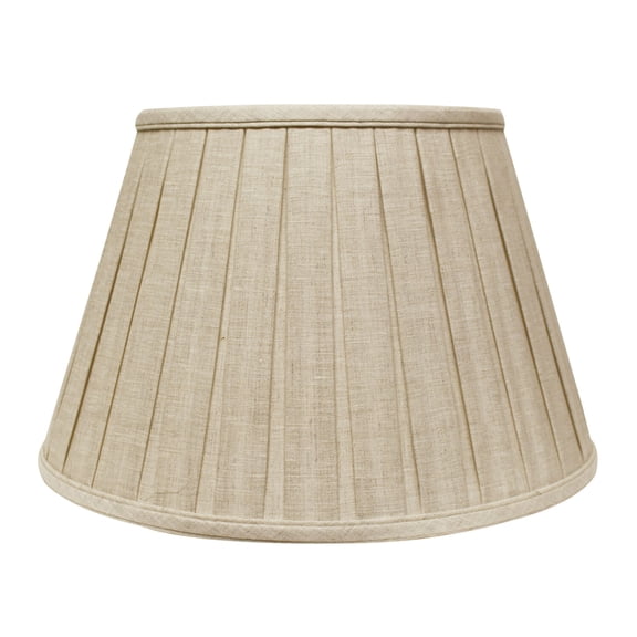 Cloth & Wire Box Pleat Softback Lampshade with Washer Fitter, Oatmeal Color Fabric Lampshade for Table Lamps, Natural Linen, 9" Top x 14" Bottom x 9" Height