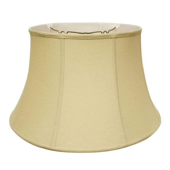 19"W Linen Fabric Slant Shallow Drum Softback Lampshade w Washer Fitter in Tan