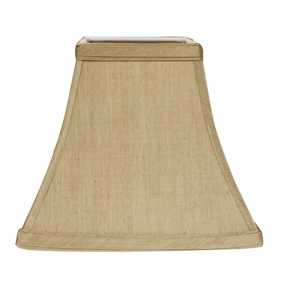 Cloth & Wire Square Bell Hardback No Slub Lampshade with Washer Fitter, Tan Color Natural Fabric Lampshade for Table Lamps, 7" Top x 14" Bottom x 12" Height