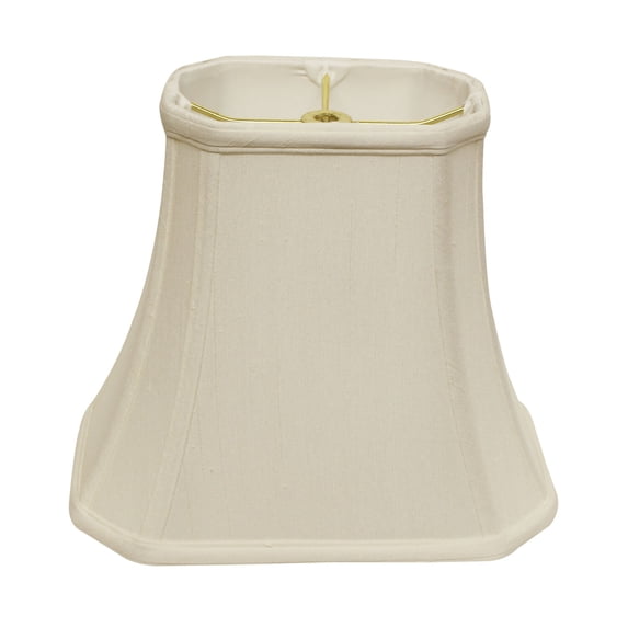Cloth & Wire Cut Corner Rectangle Bell Softback Lampshade with Washer Fitter, White Natural Fabric Lampshade for Table Lamps, 9" Top x 16" Bottom x 12" Height