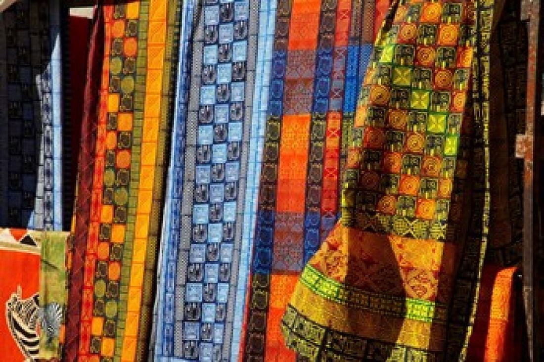 Cloth stall African curio market Cape Town South Africa Canvas Art - David Wall DanitaDelimont (38 x 25)