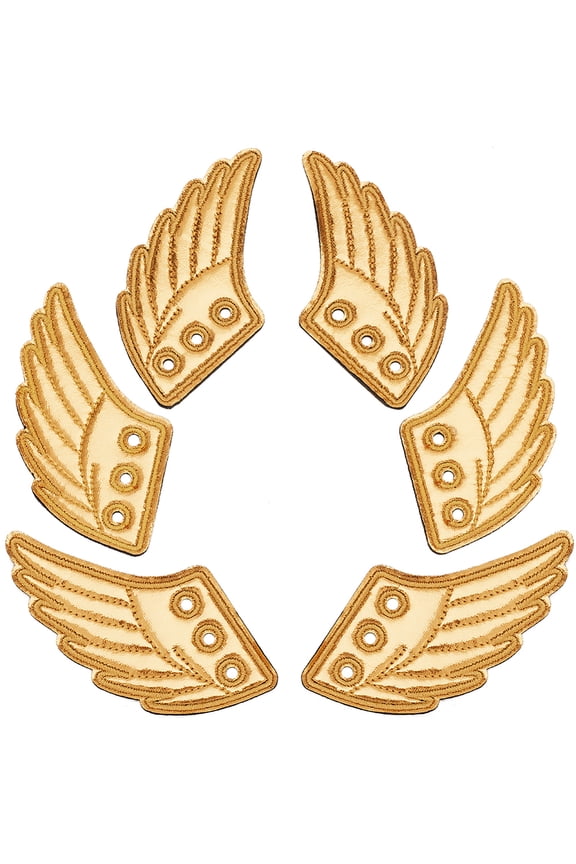 Cloth with Felt Shoe Decorations Shoe DIY Accessories Wing golden 110x70mm 3 pairs/bag