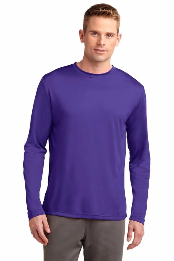 Mens Long Sleeve Tee Shirts Moisture Wicking Dry Fit T-Shirts Available in Big & Tall, S, Purple