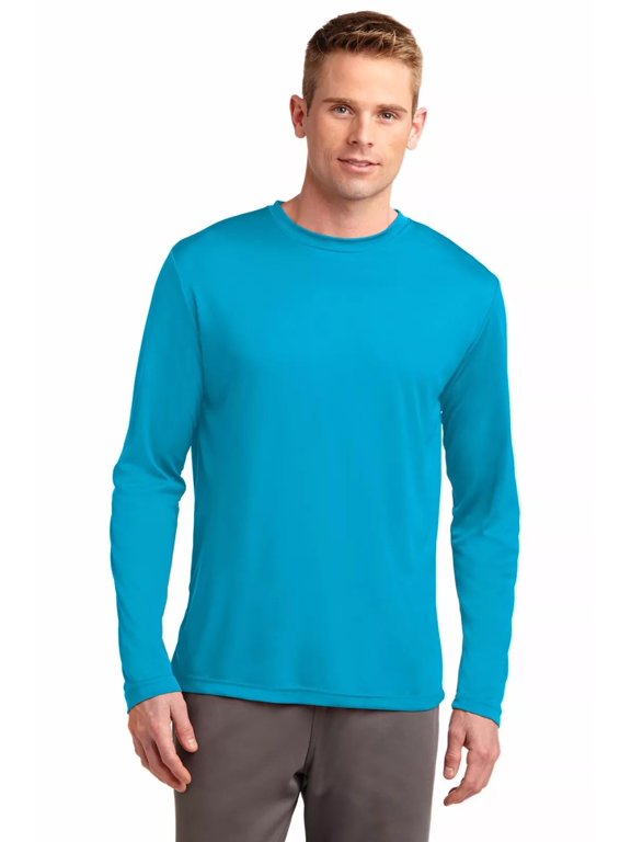 Mens Long Sleeve Tee Shirts Moisture Wicking Dry Fit T-Shirts Available in Big & Tall, XL, Atomic Blue