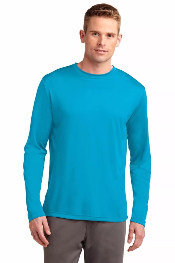 Mens Long Sleeve Tee Shirts Moisture Wicking Dry Fit T-Shirts Available in Big & Tall, XL, Atomic Blue
