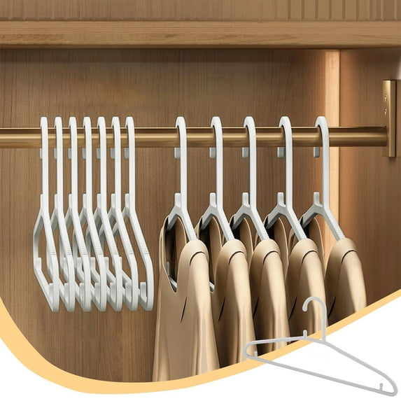 Clothe Hangers,7x15inch Heavy Duty Hangers with Antislip Strips,Includes Built-in Small Hook for Ties & Straps,Suitable for All Kinds of Clothes Wet or Dry(Pack of 10)