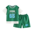 thumbnail image 1 of Clothes for Boys 7-8 Sets Summer Children's Short Sleeved Round Neck Fake Two-Piece Set, Drying Casual Sports Two Piece Elastic Waist Pants Short Sleeve Tops Summer Sets for Boys（1-12 Years）, 1 of 2