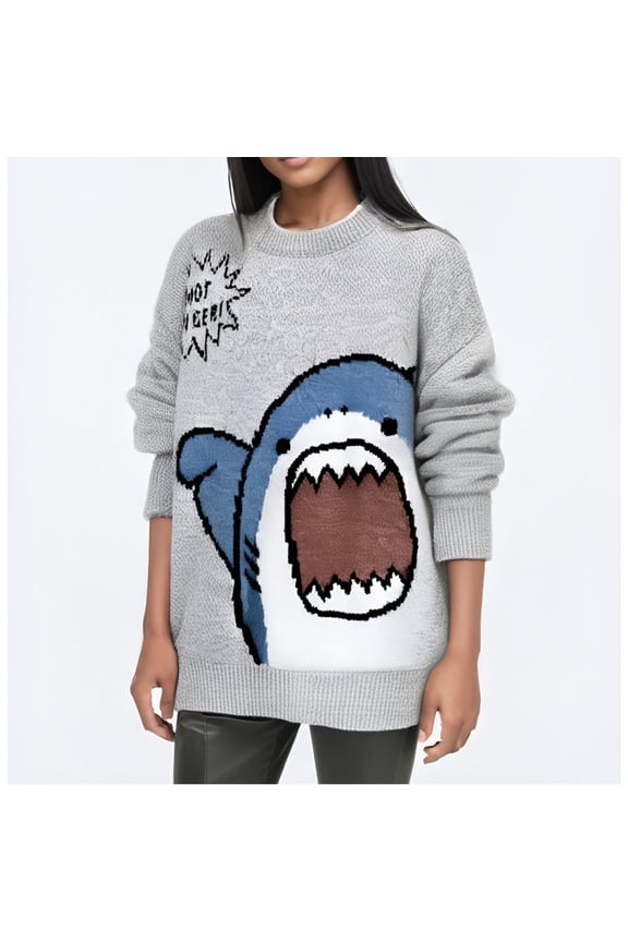 Clothes Cartoon Cute Pullover Sweater Loose Autumn And Winter Cartoon Versatile Sweater Knit Pullover Sweater Women Mens 1/4 Zip Sweater Womens Pullover Sweaters Pale Sweater for Women Workout Sweater