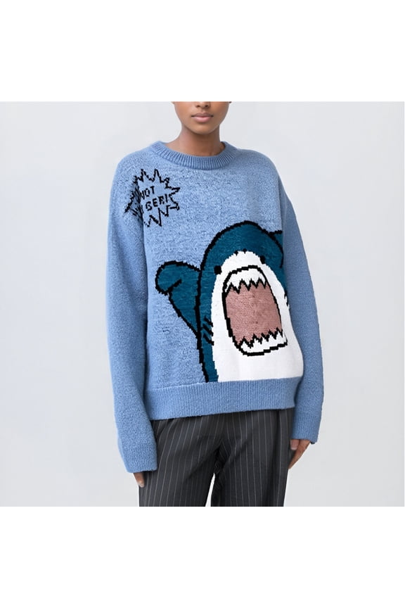 Clothes Cartoon Cute Pullover Sweater Loose Autumn And Winter Cartoon Versatile Sweater Women's Sweatshirts Pullover Lightweight Sweaters for Men Pullover Women's Sweaters up Menorah Sweater Men