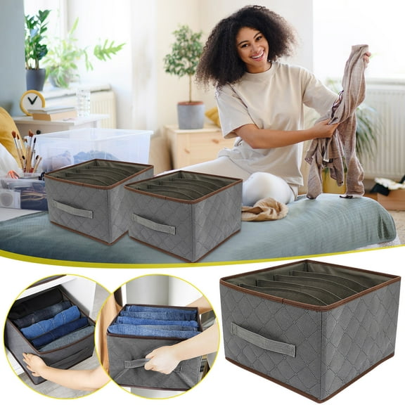 Clothes Closet Organizer Extra Large with 5 Compartments, Divided Storage Box for Sweaters Shirts & Bedding, Heavy Duty Fabric Collapsible Bin for Wardrobe Shelves & Underbed Organization