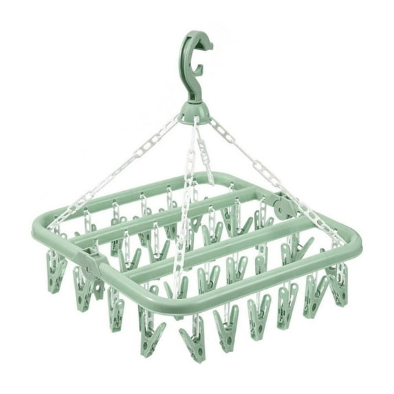 Clothes Drying Hanger with 32 Clips and Drip Foldable Hanging Rack Saving Closet Organization And Storage