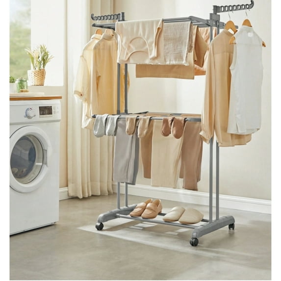 Illustration of Slim Foldable Laundry Drying Rack For Indoor Use