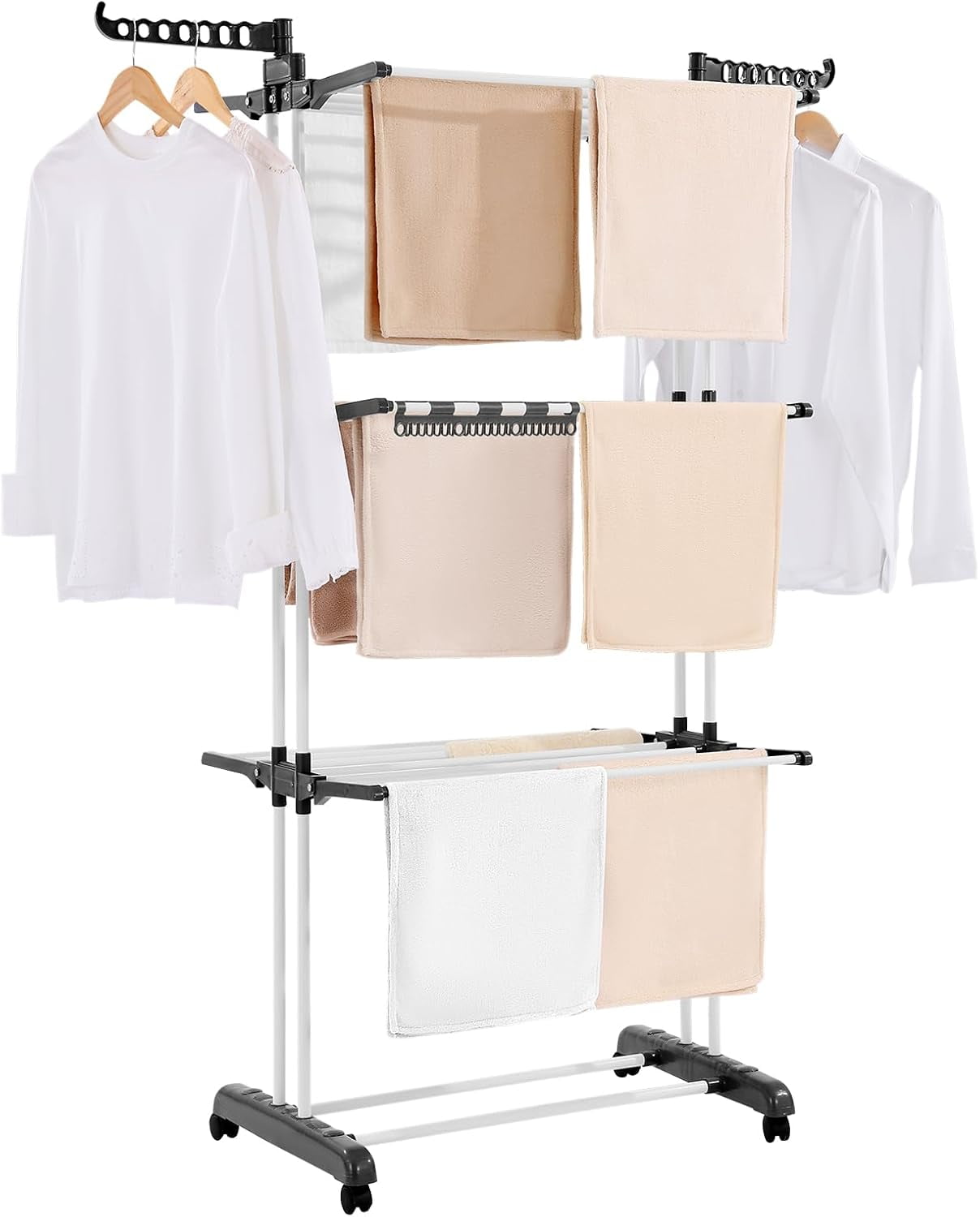 Clothes Drying Rack, 4-Tier Foldable Laundry Dryer Rack, Metal Drying ...