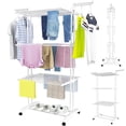 thumbnail image 1 of Clothes Drying Rack, 4-Tier Foldable Laundry Drying Rack, Stainless Steel Garment Clothes Dryer Indoor or Outdoor Standing Clothing Rack with Wheels, White, 1 of 9