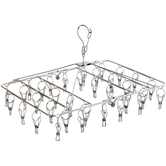 Clothes Drying Rack, 52 Clips Stainless Steel Laundry Drying Rack Folding Sock Hanger, Underwear Hanger, Clothes Hangers for Drying Towels, Bras, Lingerie, Baby Clothes