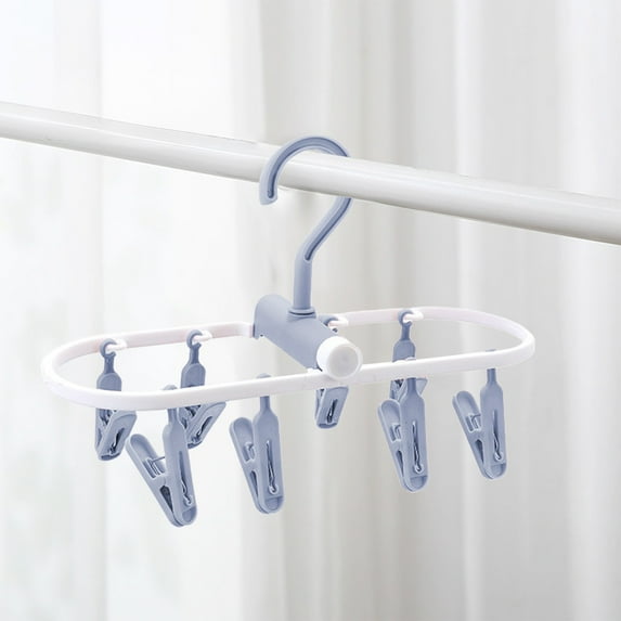 Clothes Drying Rack Plastic Foldable Hanging Drying Rack Laundry Hanger with 8 Clips