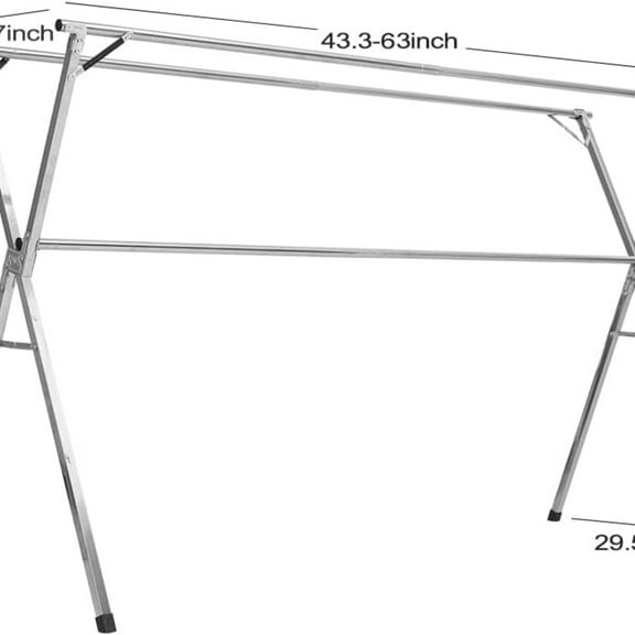 Clothes Drying Rack Collapsible, Heavy Duty Laundry Dryer Racks Foldable, Space Saving for Indoor Outdoor, Hanging Garment Racks Length Adjustable, 63inch