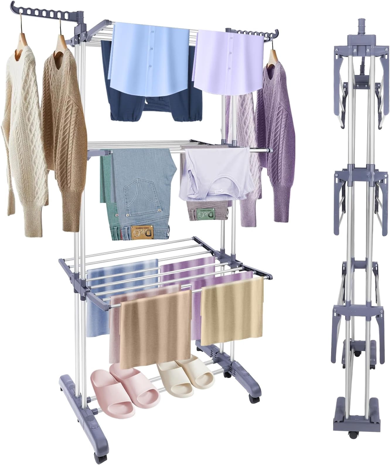 Oversize Rack Clothes Drying Rack Foldable Drying Rack Clothing,Oversize 4 Tier(70 ...