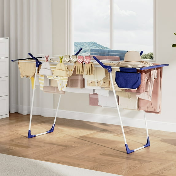 Clothes Drying Rack, Foldable Gullwing Laundry Rack for Indoor Outdoor ...